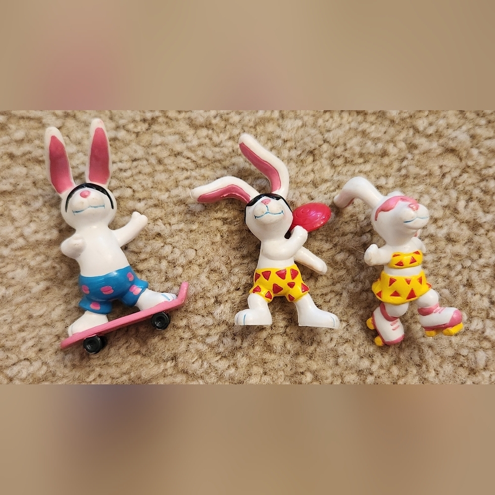 Lot of 3 Vintage Applause 1989 PVC Beach Bunnies Figurines Hardees